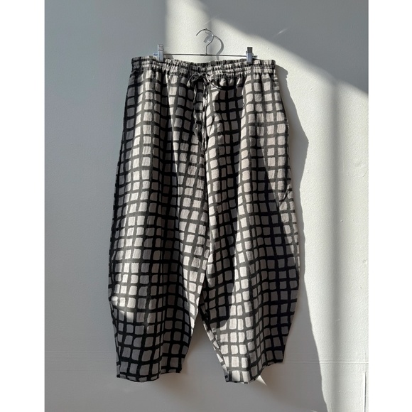 HAPPY FRENCH GANG Marius Black and Grey Grid Balloon Pants - NWOT - O/S - Picture 2 of 13